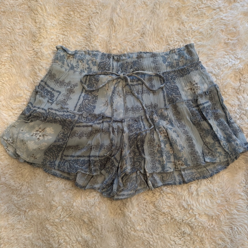 Altar'd State Blue Bohemian Patterned Drawstring Skort
